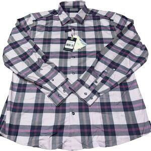 Stone Rose "Lavender Large Tartan" Men's Long Sleeve Shirt Purple Plaid 3XL NWT‎